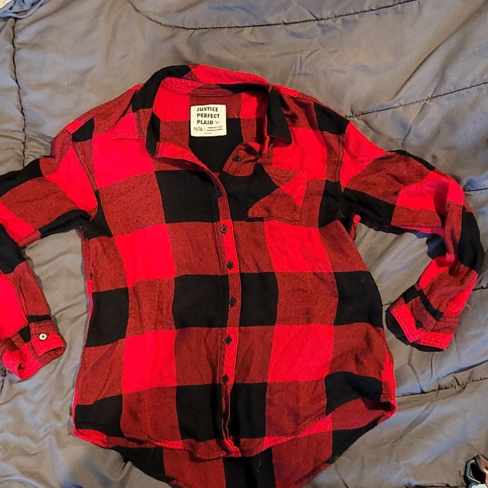 Justice girls black/red flannel